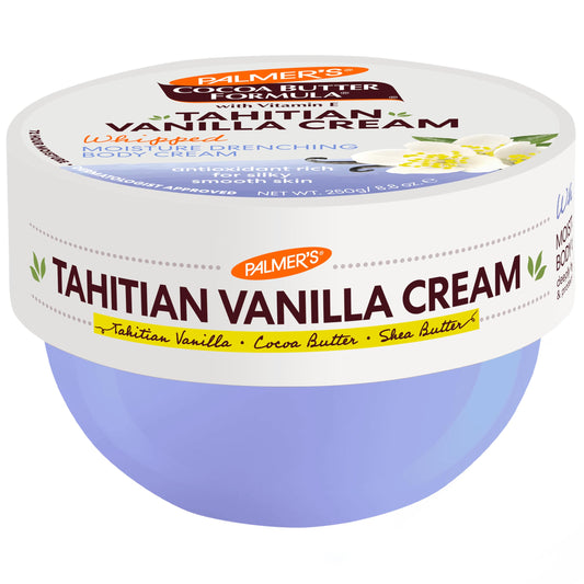 Palmer's front packaging showing jar and calming tahitian vanilla scent