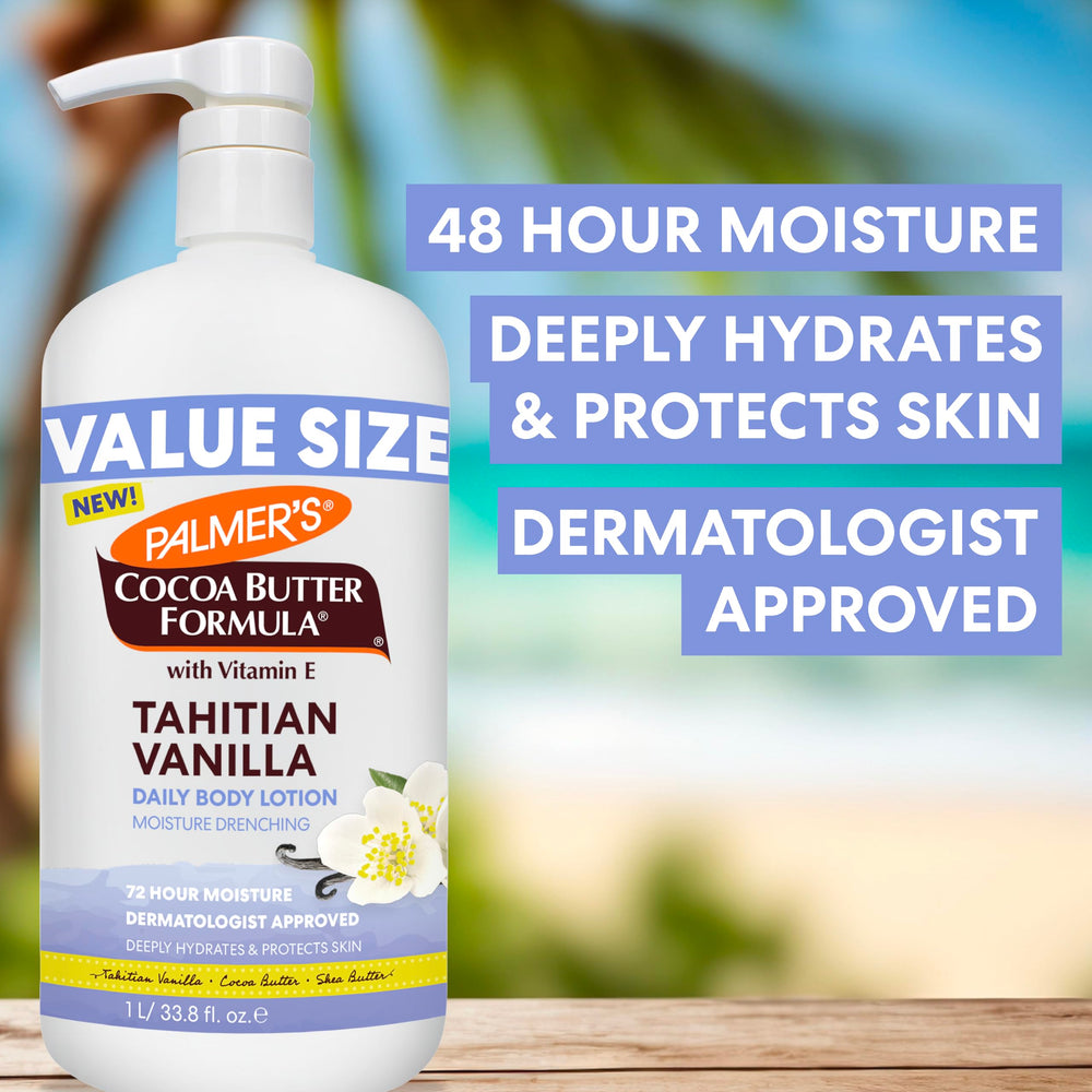 Palmer's close-up of creamy lotion texture highlighting fast absorption