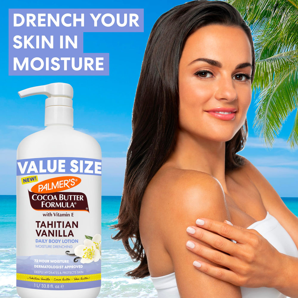 Palmer's pump dispensing lotion demonstrating easy, mess-free application