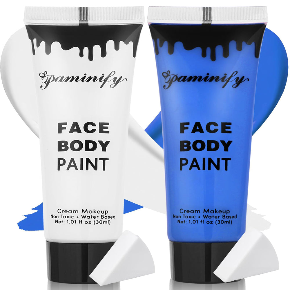 paminify front packaging showing white and blue paints for clear product benefit