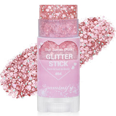 paminify front stick showing twist-up applicator and pink glitter benefits