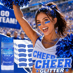 paminify blue glitter streak in hair showing vibrant team-color effect