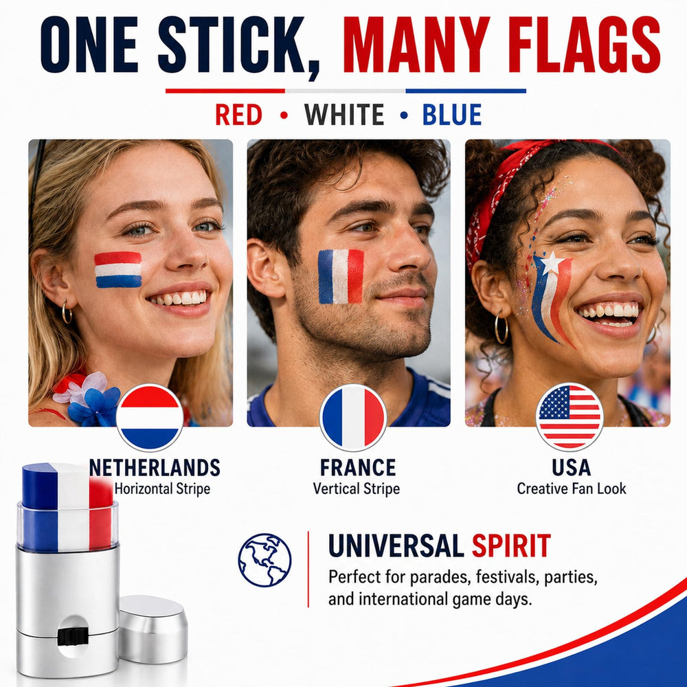 paminify in use on soccer fan face offering team spirit and sun-glare reduction