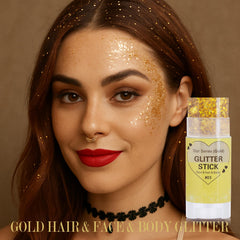 paminify on model cheek showing bright gold highlight and long-lasting sparkle