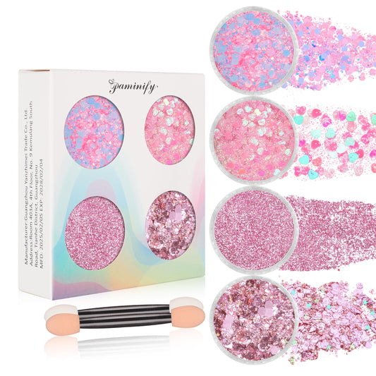 paminify front jar showing pink glitter gel and clear lid for easy identification and storage