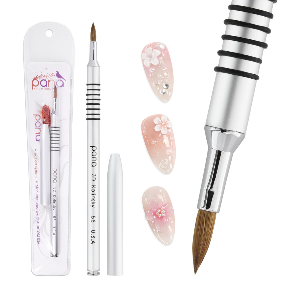 PANA close-up of Kolinsky bristles highlighting fine tip for precise nail detail