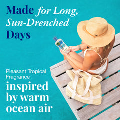 Applying Panama Jack sunscreen to shoulder to show even coverage and comfort outdoors