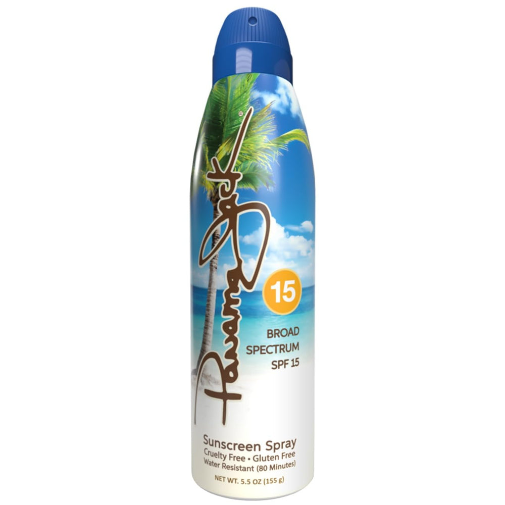 Panama Jack front packaging showing SPF 15 and spray benefits