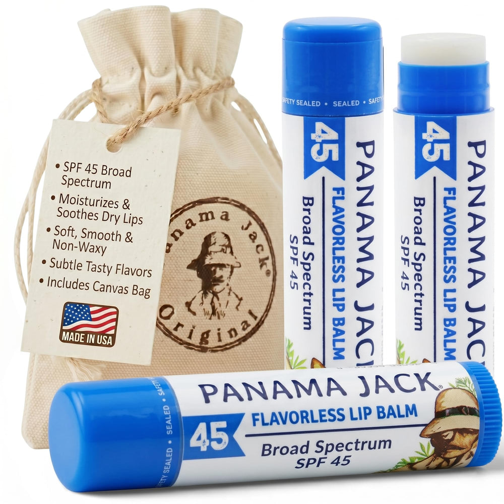Panama Jack front tube showing compact SPF 45 protection