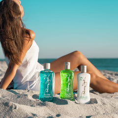 Panama Jack gel used at the beach to soothe and refresh after sun