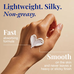 Close-up of Panama Jack lotion texture highlighting quick absorption and smooth finish