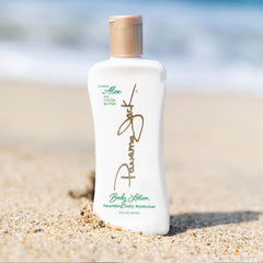 Panama Jack lotion texture close-up showing smooth spreadability and fast absorption