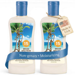 Panama Jack sunscreen resisting water droplets showing up to 80 minutes resistance