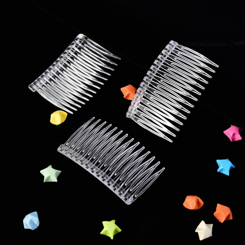 Pangda combs inserted into a bridal veil demonstrating invisible attachment