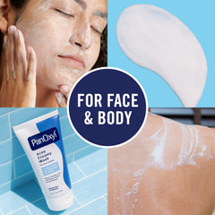 Person using PanOxyl on face in morning routine demonstrating practical daily use benefit