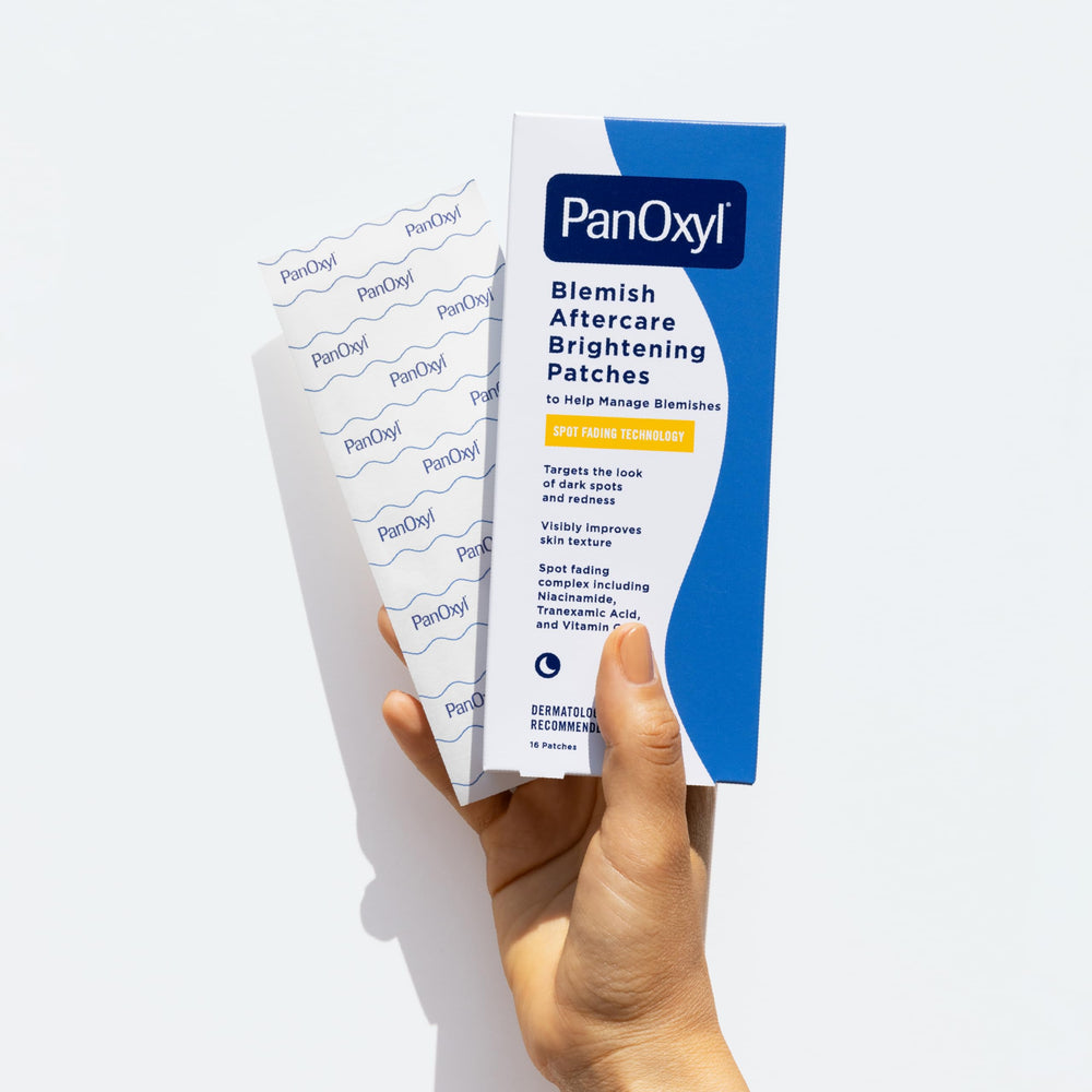 PanOxyl used on bathroom counter demonstrating easy nighttime routine