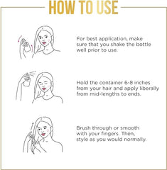 Pantene dry conditioner mist being applied to styled hair to reduce frizz and refresh look