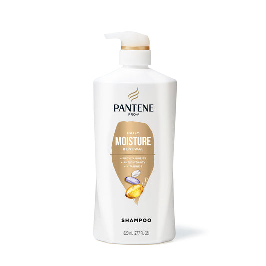 Pantene front bottle showing Daily Moisture Renewal label and hydration benefits