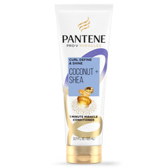 Pantene front packaging showing curl define bottle and quick results