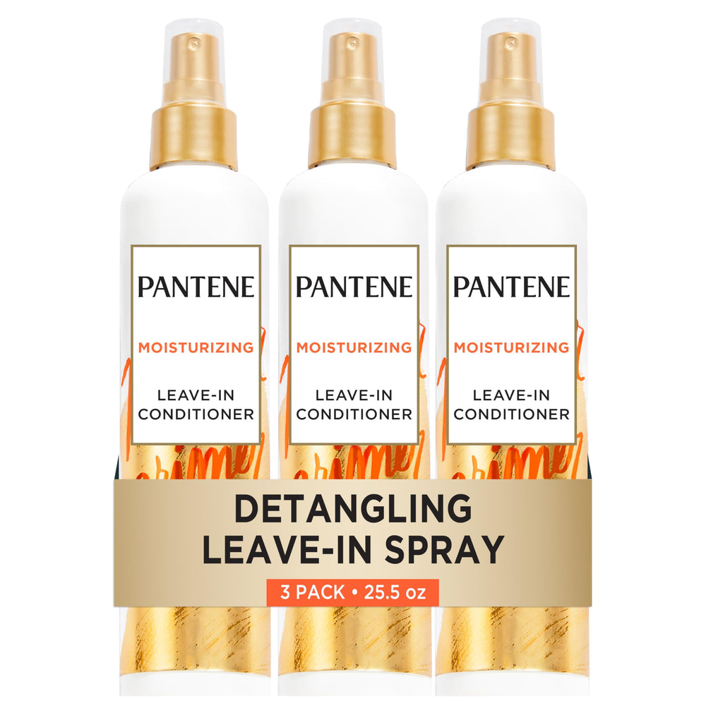 Pantene front packaging of Pro-V detangler spray showing product benefits