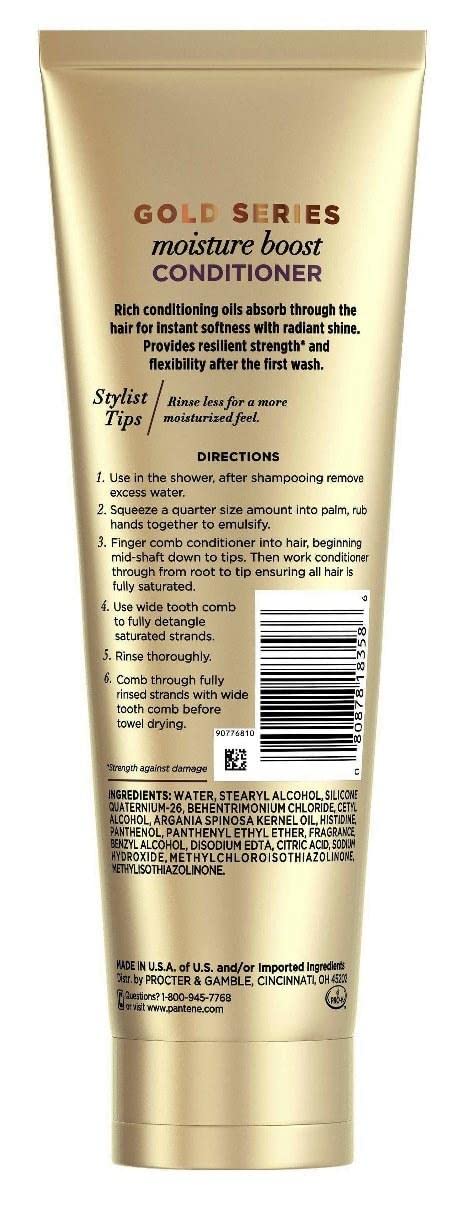 Close-up of Pantene Gold Series creamy conditioner texture demonstrating rich slip