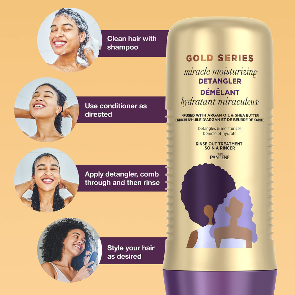 Pantene Gold Series argan oil and shea butter display highlighting nourishing ingredients