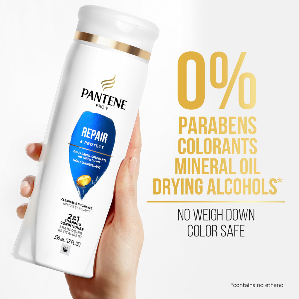 Pantene product used to detangle hair in hand for smoother strands