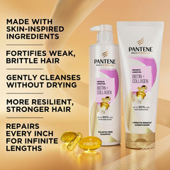 Pantene back label close-up explaining ingredients and usage benefits