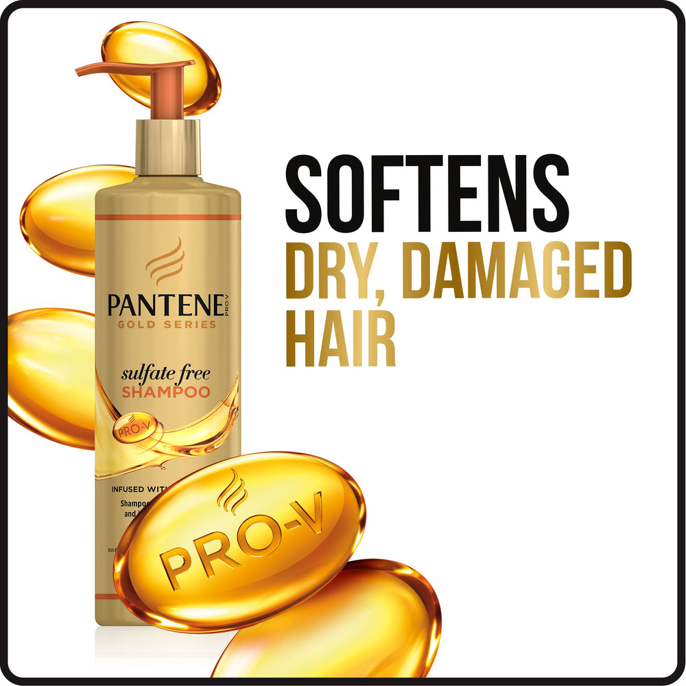 Close-up of Pantene label and ingredients highlighting scientist-developed formula benefit