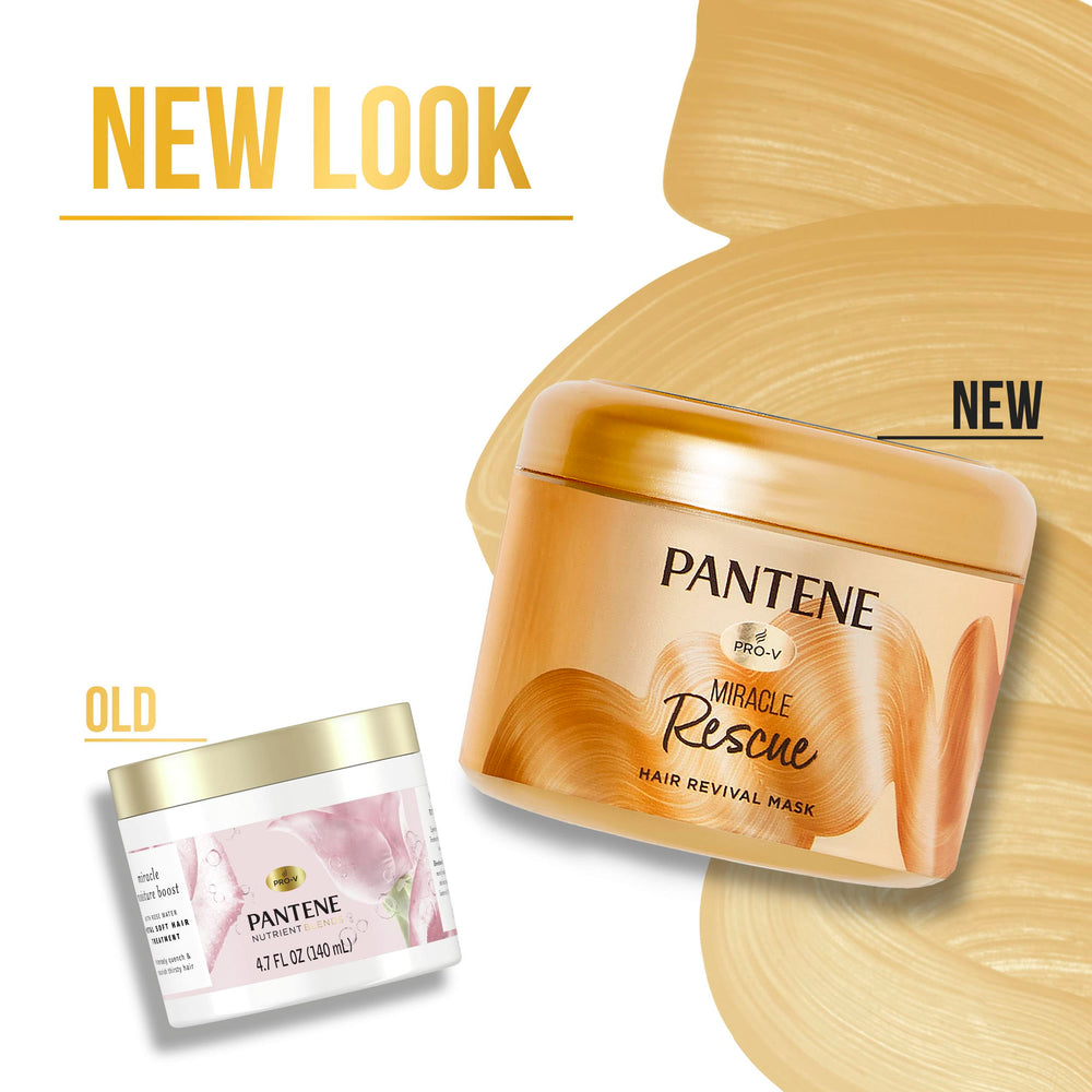 Pantene 6.4 oz jar next to hand for size comparison and travel-friendly benefit