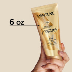 Pantene Miracle Rescue on a bathroom shelf with other items conveying everyday styling routine