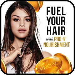 Person massaging Pantene into hair showing detangling and lift benefits