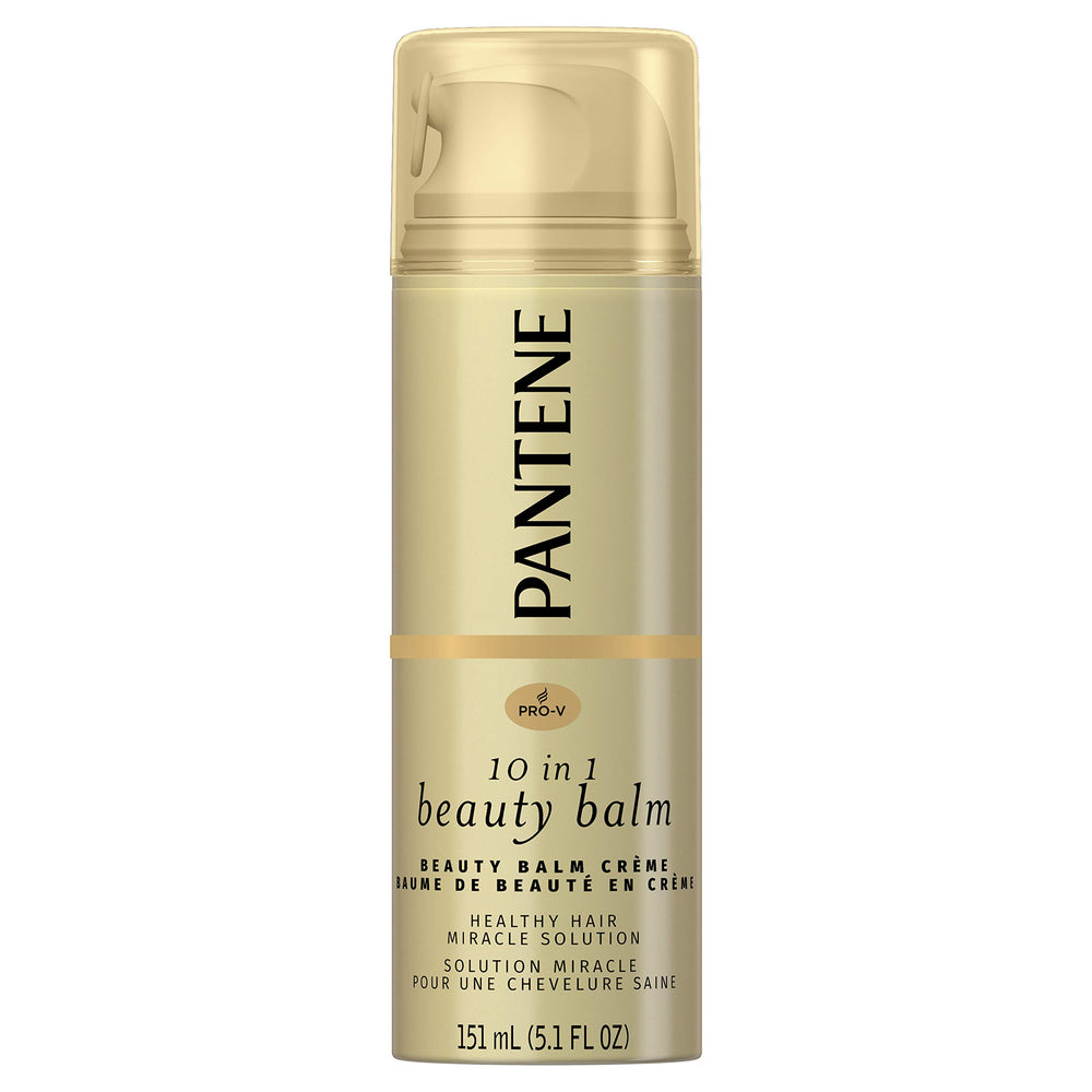 Pantene front packaging showing Ultimate 10 Beauty Balm benefits for smooth hair