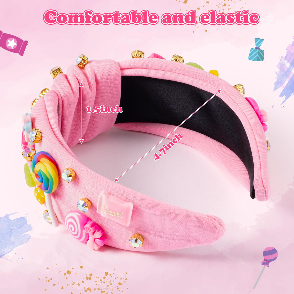 PANTIDE close-up of rhinestones and lollipop charm detail, highlights shimmering accents