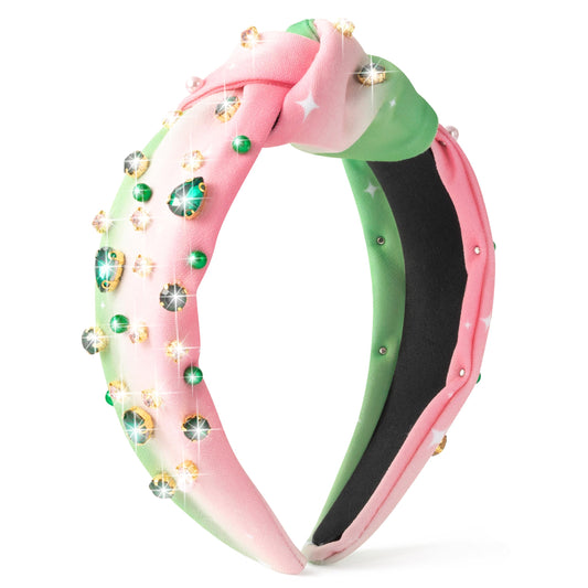 PANTIDE front view of jeweled knotted headband showing full design and sparkle