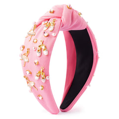 PANTIDE front view of pink headband showing knot and ballerina shoe embellishment enhancing outfits