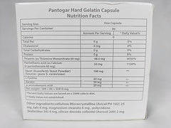 Pantogar open bottle with capsules visible, convenient one-month supply benefit