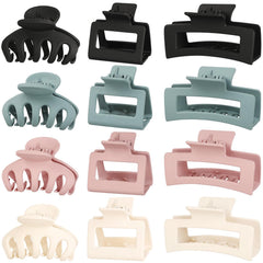 PAOFUPOS front packaging showing 12 matte hair claw clips and gift box benefit convenience