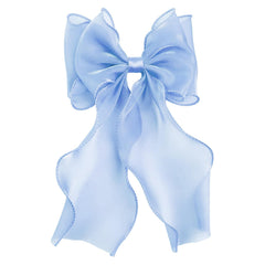 papasgix blue bow clip front view showing elegant shape and shine