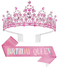 Papoopy tiara and sash front view showing coordinated design and celebration-ready look