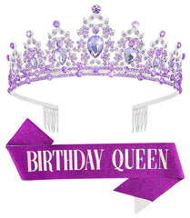 Papoopy purple tiara front view showing elegant silhouette and instant party polish