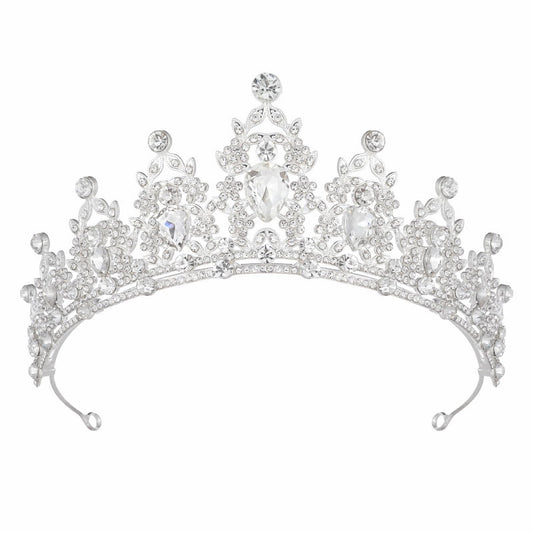Papoopy silver tiara front view showing elegant shine and regal shape