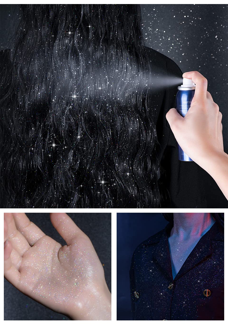 PAQIMAN lifestyle model at festival wearing glitter spray