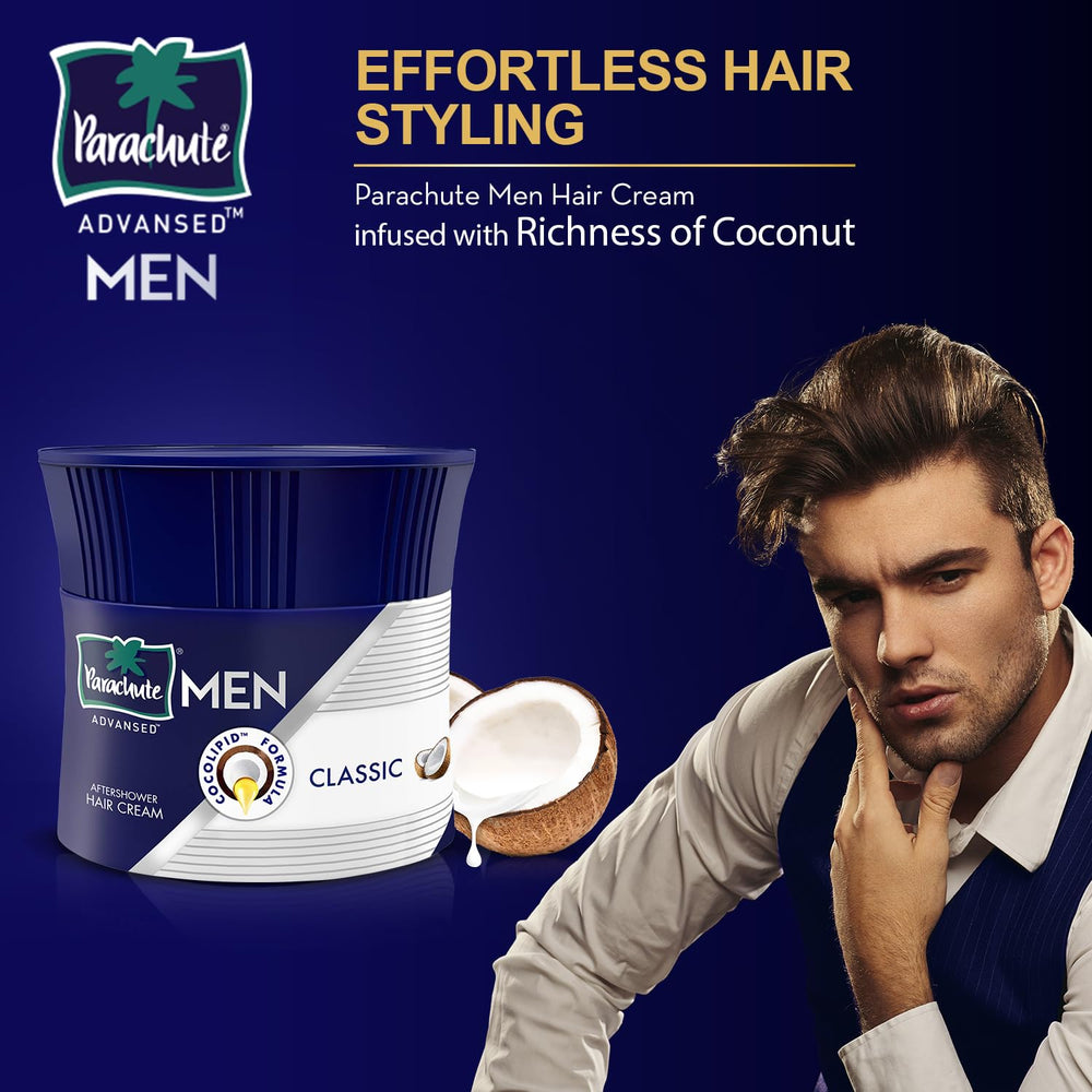 Parachute Advansed cream on hands demonstrating easy non-sticky application