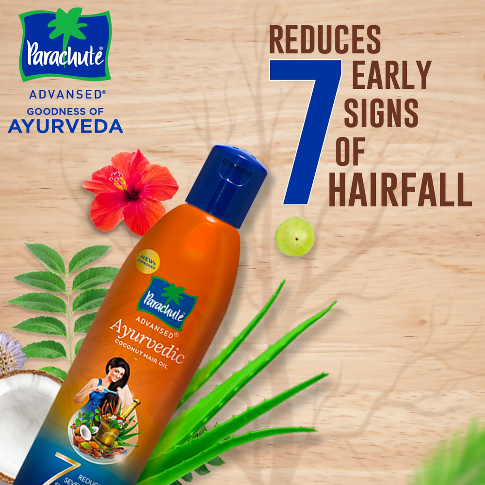Parachute Advansed tulsi and amla ingredient close-up highlighting natural potency