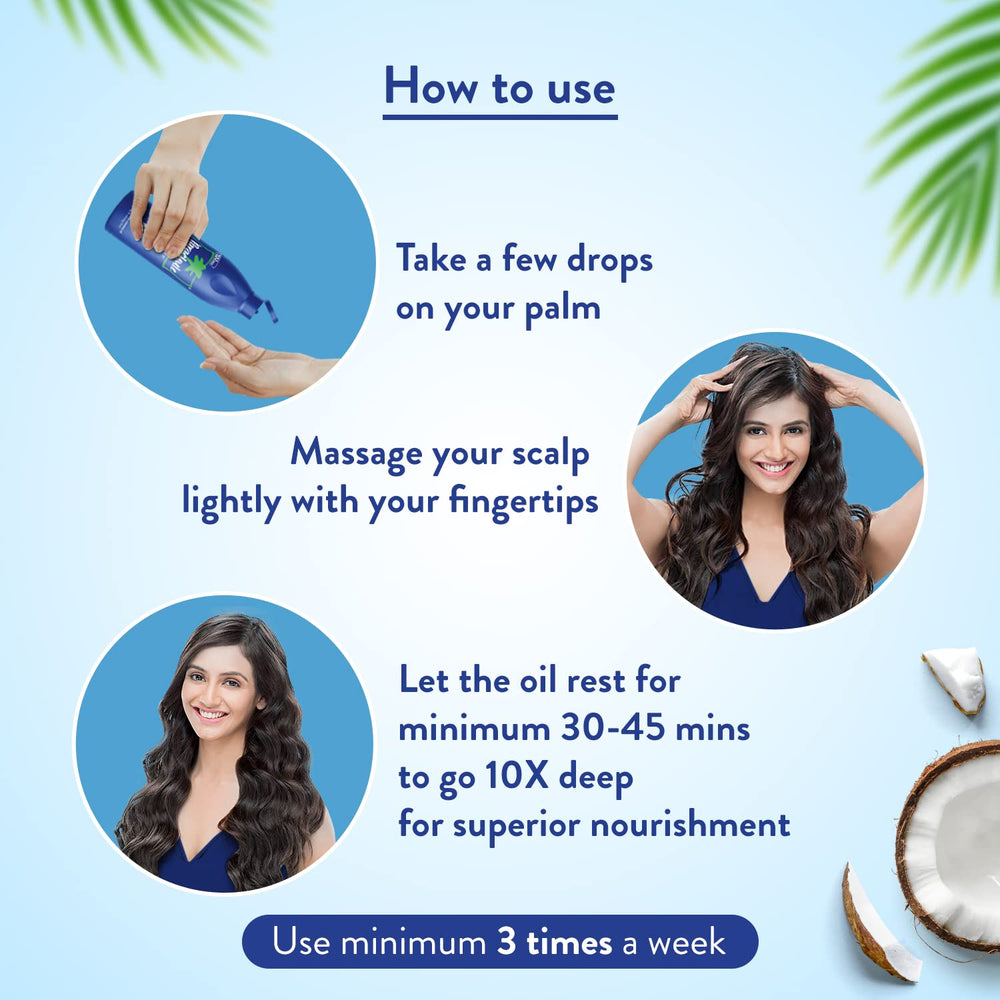 Parachute Advansed label close-up showing ingredients and Vitamin E benefit
