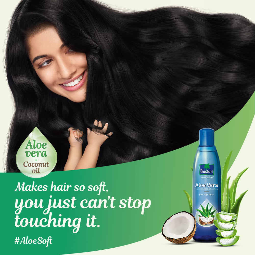 Parachute Advansed oil being poured to show lightweight flow and easy use