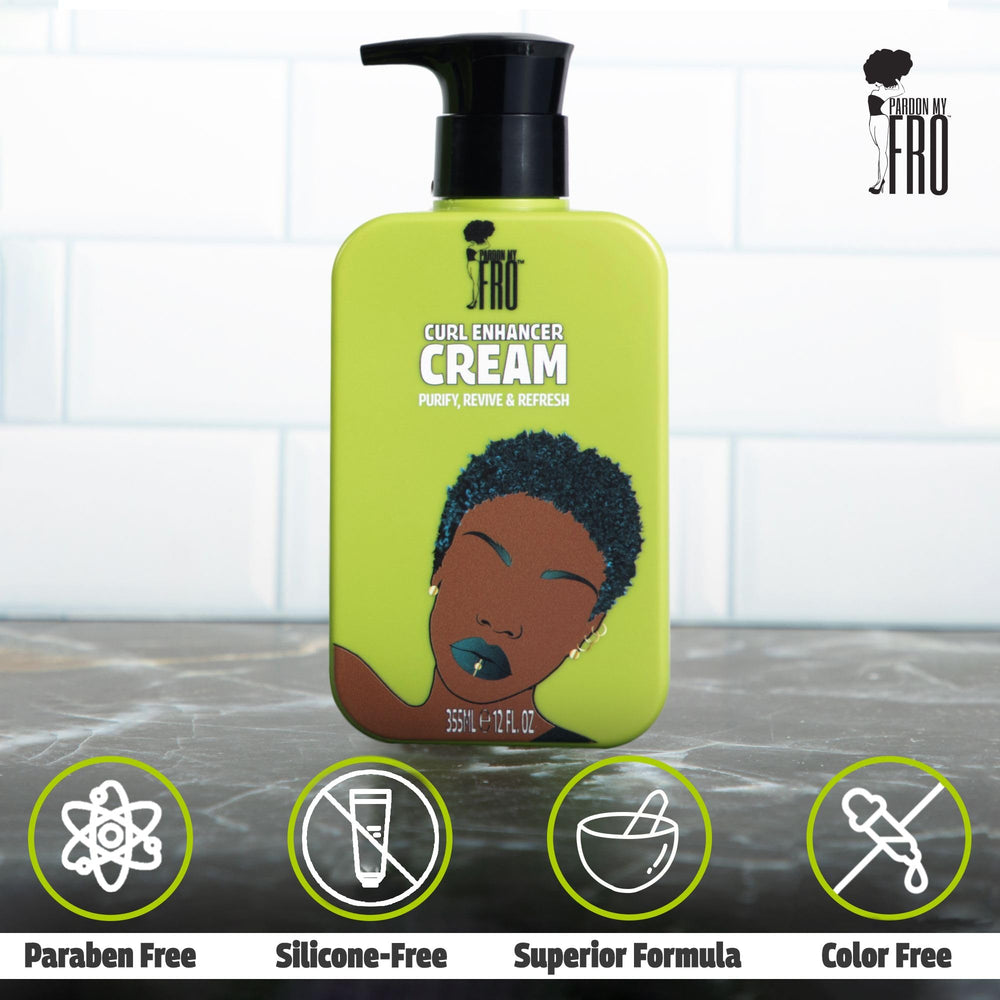Pardon My Fro label close-up showing ingredient list and product benefits