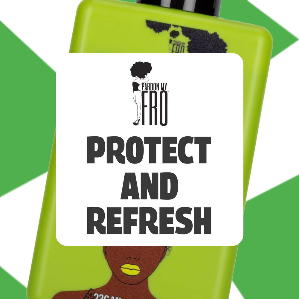 Pardon My Fro applied to scalp demonstrating targeted hydration benefit