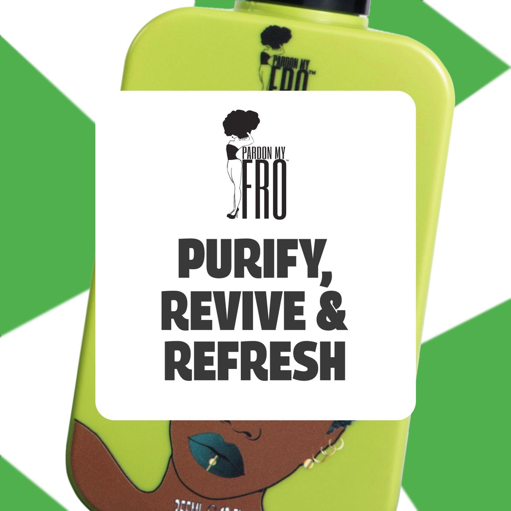 Pardon My Fro jar in hand to show true 12 fl oz scale for purchasing clarity